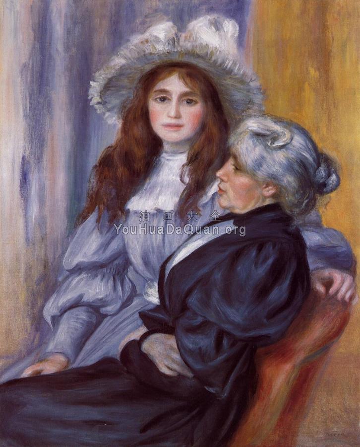 Berthe Morisot and Her Daughter Julie Manet - 皮埃尔·奥古斯特·雷诺阿